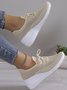 Lässig Schnürung Dekor Atmungsaktiv Flyknit Keilabsatz Slip On Sneakers