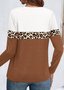 Weit Lässig Leopard Rundhals T-Shirt
