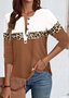 Weit Lässig Leopard Rundhals T-Shirt