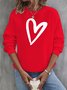 Lässig Rundhals Herz/Herz Sweatshirt