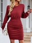 Lässig Rundhals Regelmäßige Passform Kleid mit Nein
