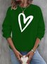 Lässig Rundhals Herz/Herz Sweatshirt