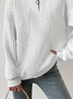 Lässig Weit Reißverschluss Unifarben Sweatshirt