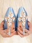 Elegant Satin stilvoll Metallisch Blume Stiletto-Absatz Pumps für Hochzeit