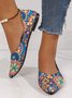 Damen Ethnisch Blumenmuster Flach Flache Schuhe