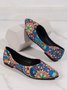 Damen Ethnisch Blumenmuster Flach Flache Schuhe
