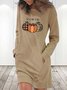 Rundhals Kürbismuster Lässig Weit Sweatshirt Kleid mit Nein