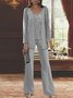 Elegant Weit V-Ausschnitt Chiffon Matching Kostüm