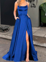 Elegant Spaghettiträger Weit Kleid mit Nein