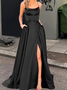 Elegant Spaghettiträger Weit Kleid mit Nein