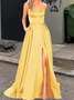 Elegant Spaghettiträger Weit Kleid mit Nein
