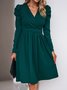 V-Ausschnitt Gerüscht Elegant Weit Kleid