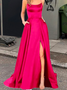 Elegant Spaghettiträger Weit Kleid mit Nein