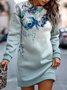 Lässig Rundhals Weit Sweatshirt Kleid mit Nein