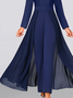 Chiffon Lässig V-Ausschnitt Regelmäßige Passform Jumpsuit
