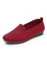 Damen Lässig Gerippt Fliegen-Stricken Stoff Slip On Schuhe