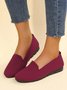 Damen Lässig Gerippt Fliegen-Stricken Stoff Slip On Schuhe