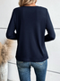Asymmetrisch Unifarben Lässig Weit Unifarben Knopf Detail T-Shirt