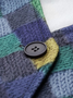 Farbblock V-Ausschnitt Geknöpft Lässig Strickjacke