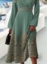 V-Ausschnitt Ethnisch Lässig Regelmäßige Passform Kleid
