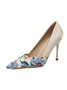 Elegant Geblümt Satin Stiletto-Absatz Pumps
