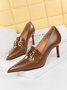Damen Metall Dekor Pendeln Spitz Stiletto-Absatz Halbschuhe