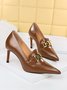 Damen Metall Dekor Pendeln Spitz Stiletto-Absatz Halbschuhe