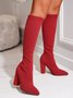 Damen minimalistisch Elastisch Stoff Blockabsatz Sockenstiefel