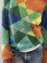 Lässig Multifarben Block Pullover