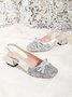 Party Strass Schleife Blockabsatz Slingback Pumps