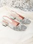 Party Strass Schleife Blockabsatz Slingback Pumps
