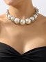 Elegant Strass Gezwirnt Nachgemachte Perle Halskette