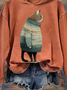 Damen Winter Katze Print Lässig Mit Kapuze Sweatshirt