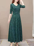 Damen Langarm Frühling/Herbst Geblümt Kleid Kapuze Urlaub Ausgehen Lässig Maxikleid H-Linie