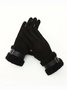 Damen Schnalle Faux Lammwolle Handschuhe