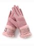 Damen Schnalle Faux Lammwolle Handschuhe
