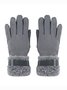 Damen Schnalle Faux Lammwolle Handschuhe