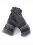 Damen Schnalle Faux Lammwolle Handschuhe