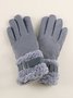 Damen Schnalle Faux Lammwolle Handschuhe