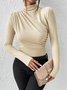 Damen Unifarben Langarm Bluse Frühling/Herbst Rollkragen Täglich Lässig Oberteile