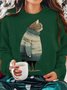 Damen Winter Katze Print Sweatshirt
