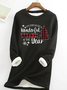 Damen Rundhals Weihnachtsbaum Lässig Winter Baumwollmischung Langarm Sweatshirt