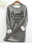 Damen Rundhals Textbriefe Lässig Winter Baumwollmischung Langarm Sweatshirt