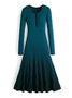Gestreift Geknöpft Baumwollmischung Retro Kleid