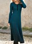 Gestreift Geknöpft Baumwollmischung Retro Kleid