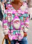 3D-Digitaldruck Lässig Weihnachten Jersey Weit Damen Pink Weihnachtsmann Print Lässig T-Shirt