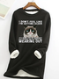 Damen Lustig Zitat  Mürrisch Katze Baumwollmischung Lässig Vlies Sweatshirt