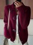 Einfach Weit Schalkragen Unifarben Strickjacke
