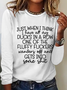 Damen Langarm Bluse Frühling/Herbst Textbriefe Rundhals Täglich Ausgehen Einfach Oberteile