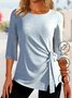 Unifarben Einfach Rundhals Blusen & Shirts